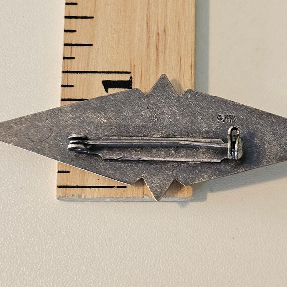 Vintage Nuri Silver & Abalone Art Deco Diamond Shaped Brooch - Picture 4 of 6